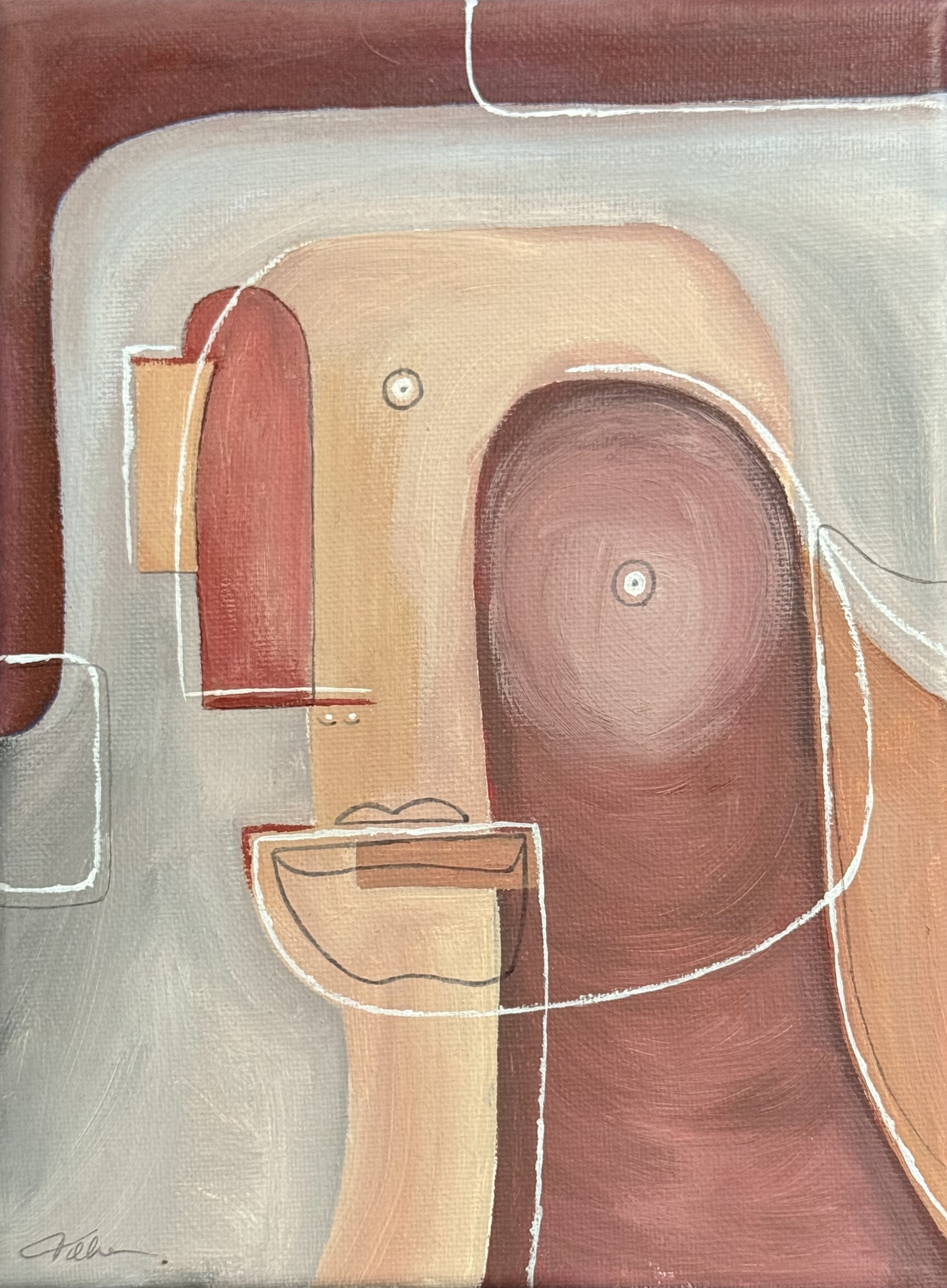 Pencil cubist face